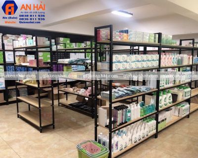 Kệ khung sắt mâm gỗ