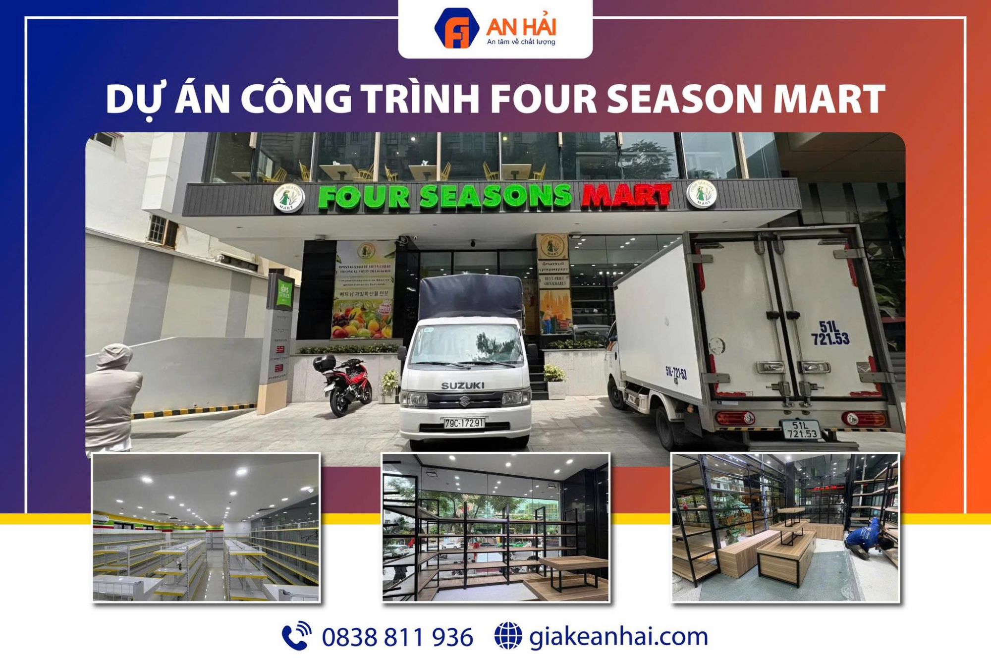Dự án An Hải lắp đặt nội thất, kệ siêu thị cho  FOUR SEASONS MART