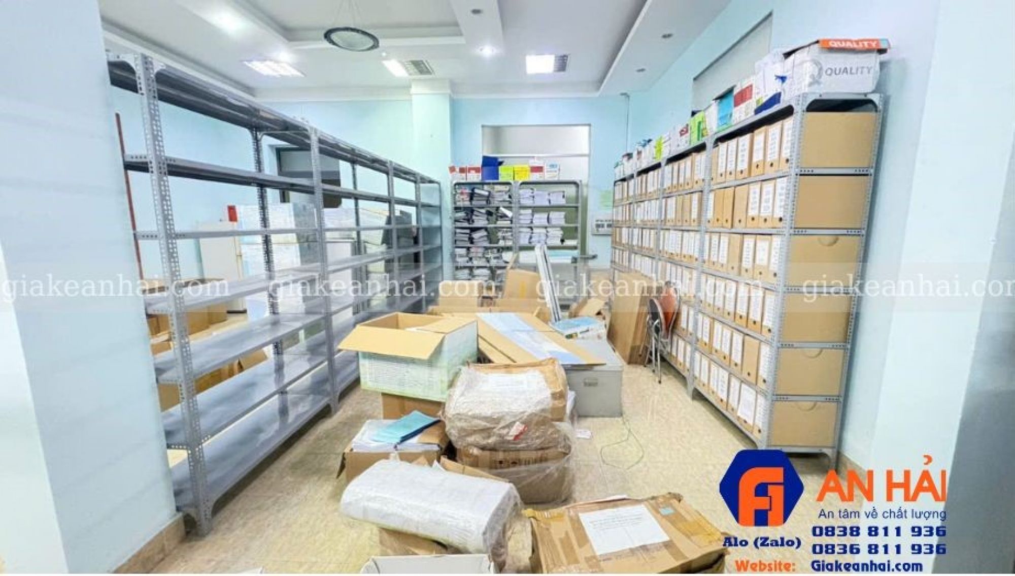 Dự &aacute;n An Hải lắp đặt kệ V lỗ cho kho lưu trữ hồ sơ tại Phường T&acirc;y Nha Trang